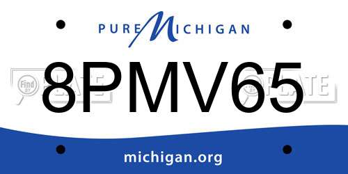 8PMV65 Michigan License Plate