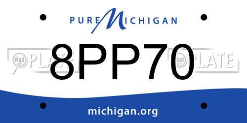8PP70 Michigan License Plate