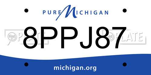 8PPJ87 Michigan License Plate