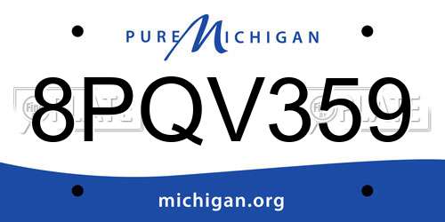 8PQV359 Michigan License Plate