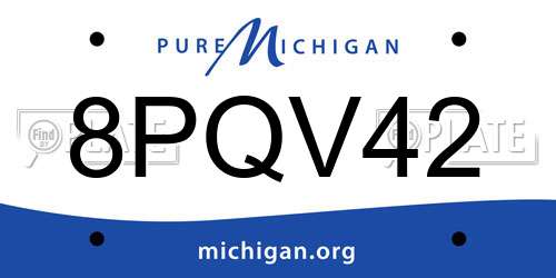 8PQV42 Michigan License Plate