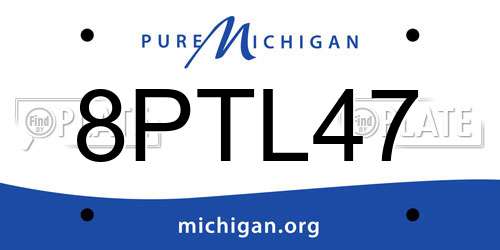 8PTL47 Michigan License Plate