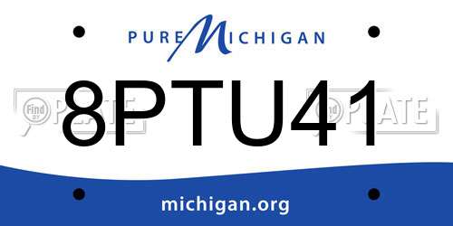 8PTU41 Michigan License Plate