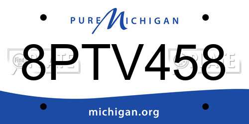 8PTV458 Michigan License Plate