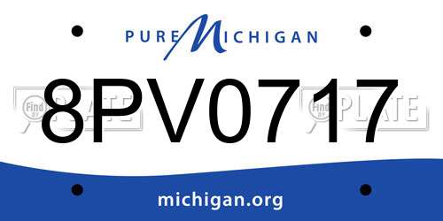 8PV0717 Michigan License Plate
