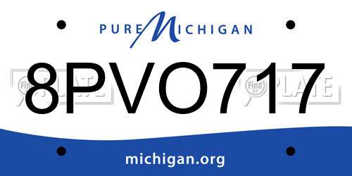 8PVO717 Michigan License Plate