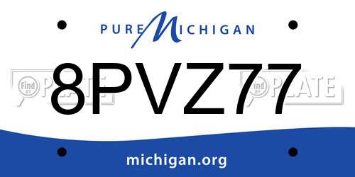 8PVZ77 Michigan License Plate