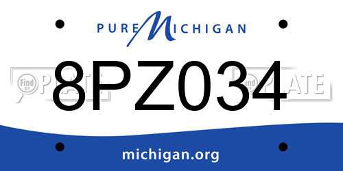 8PZ034 Michigan License Plate