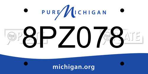 8PZ078 Michigan License Plate
