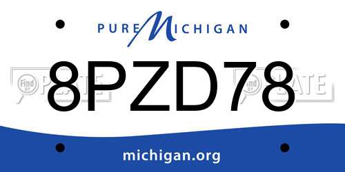 8PZD78 Michigan License Plate