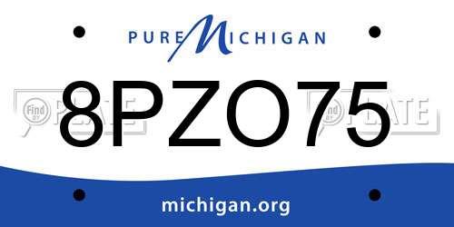 8PZO75 Michigan License Plate