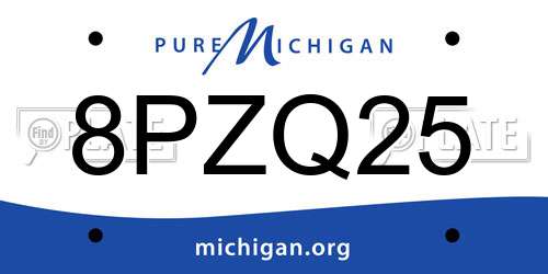 8PZQ25 Michigan License Plate