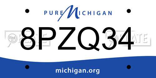 8PZQ34 Michigan License Plate