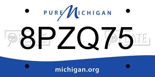 8PZQ75 Michigan License Plate