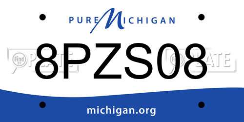 8PZS08 Michigan License Plate