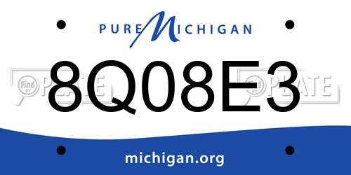 8Q08E3 Michigan License Plate