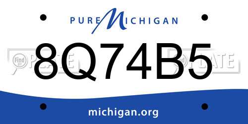 8Q74B5 Michigan License Plate