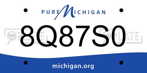 8Q87S0 Michigan License Plate