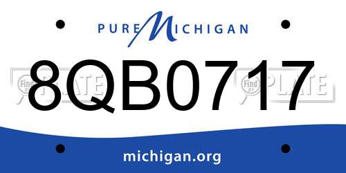 8QB0717 Michigan License Plate
