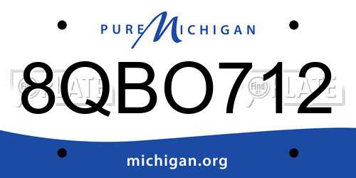 8QBO712 Michigan License Plate