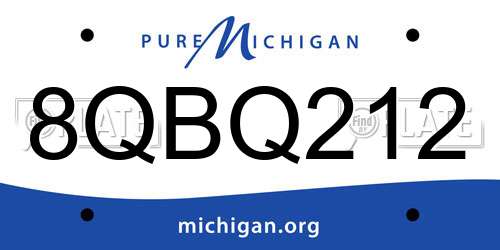 8QBQ212 Michigan License Plate