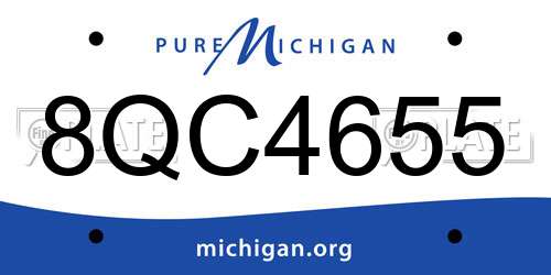 8QC4655 Michigan License Plate