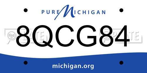 8QCG84 Michigan License Plate