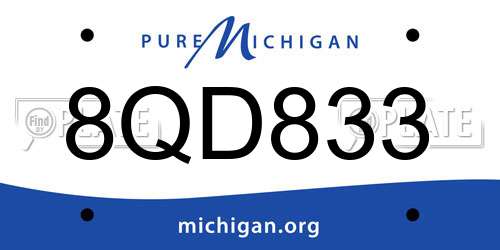 8QD833 Michigan License Plate