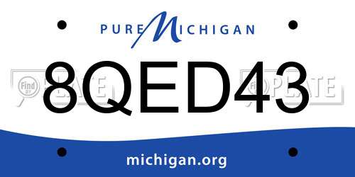 8QED43 Michigan License Plate