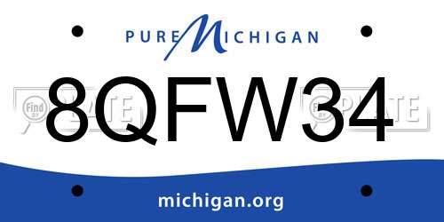 8QFW34 Michigan License Plate