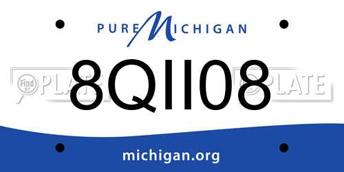 8QII08 Michigan License Plate