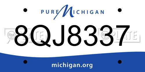 8QJ8337 Michigan License Plate