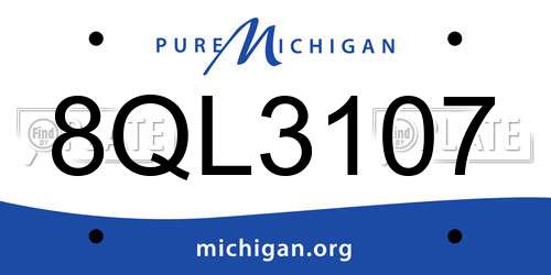 8QL3107 Michigan License Plate