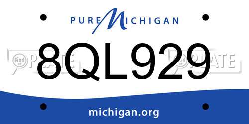 8QL929 Michigan License Plate