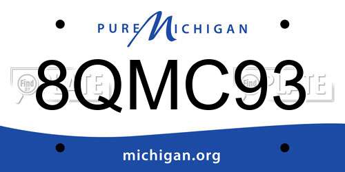 8QMC93 Michigan License Plate