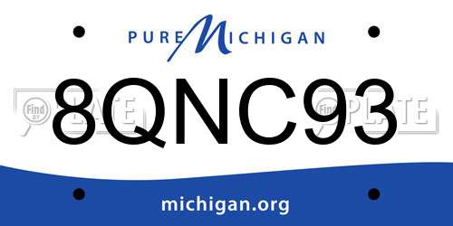 8QNC93 Michigan License Plate