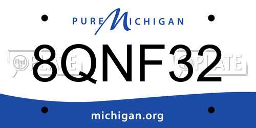 8QNF32 Michigan License Plate