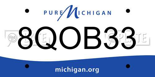 8QOB33 Michigan License Plate