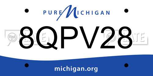 8QPV28 Michigan License Plate