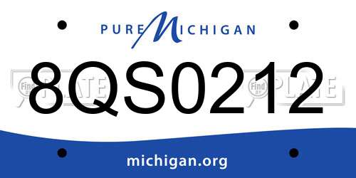 8QS0212 Michigan License Plate