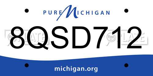 8QSD712 Michigan License Plate