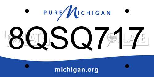 8QSQ717 Michigan License Plate