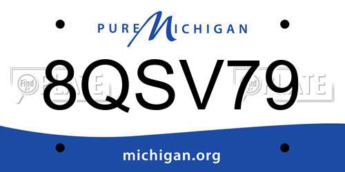 8QSV79 Michigan License Plate