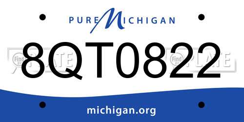8QT0822 Michigan License Plate