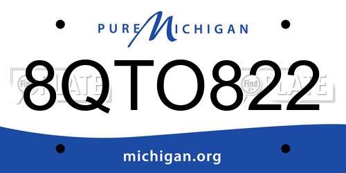 8QTO822 Michigan License Plate