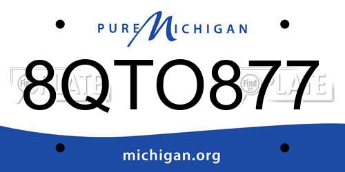 8QTO877 Michigan License Plate