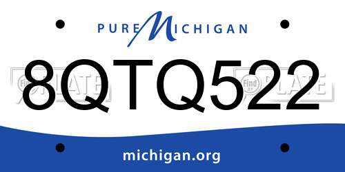 8QTQ522 Michigan License Plate