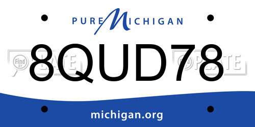 8QUD78 Michigan License Plate