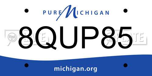 8QUP85 Michigan License Plate