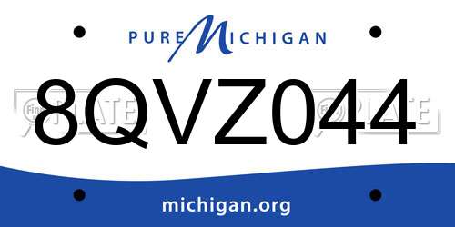 8QVZ044 Michigan License Plate